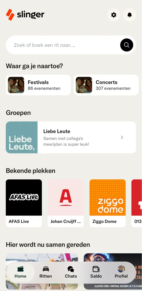 De Slinger-app met events, groepen en gedeelde ritten